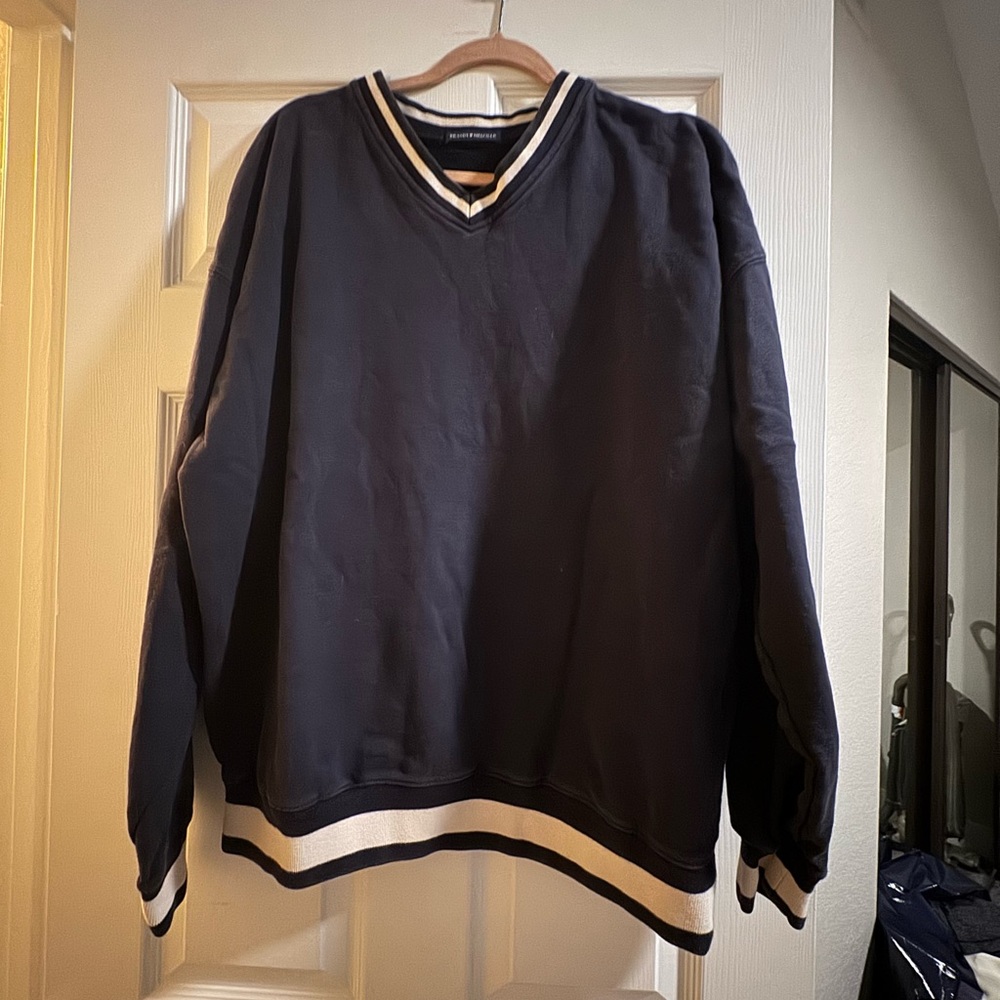 Brandy Melville Dark Blue V-Neck Sweater